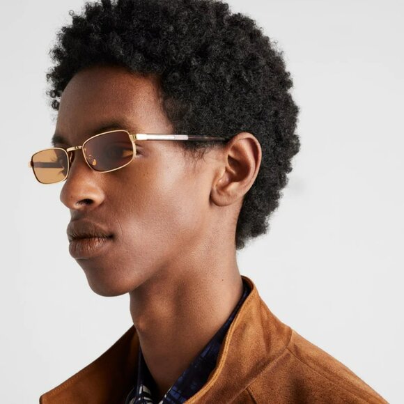 Prada PRB54S Sunglasses – Gold Rectangle Metal Frame Honey  display picture 2